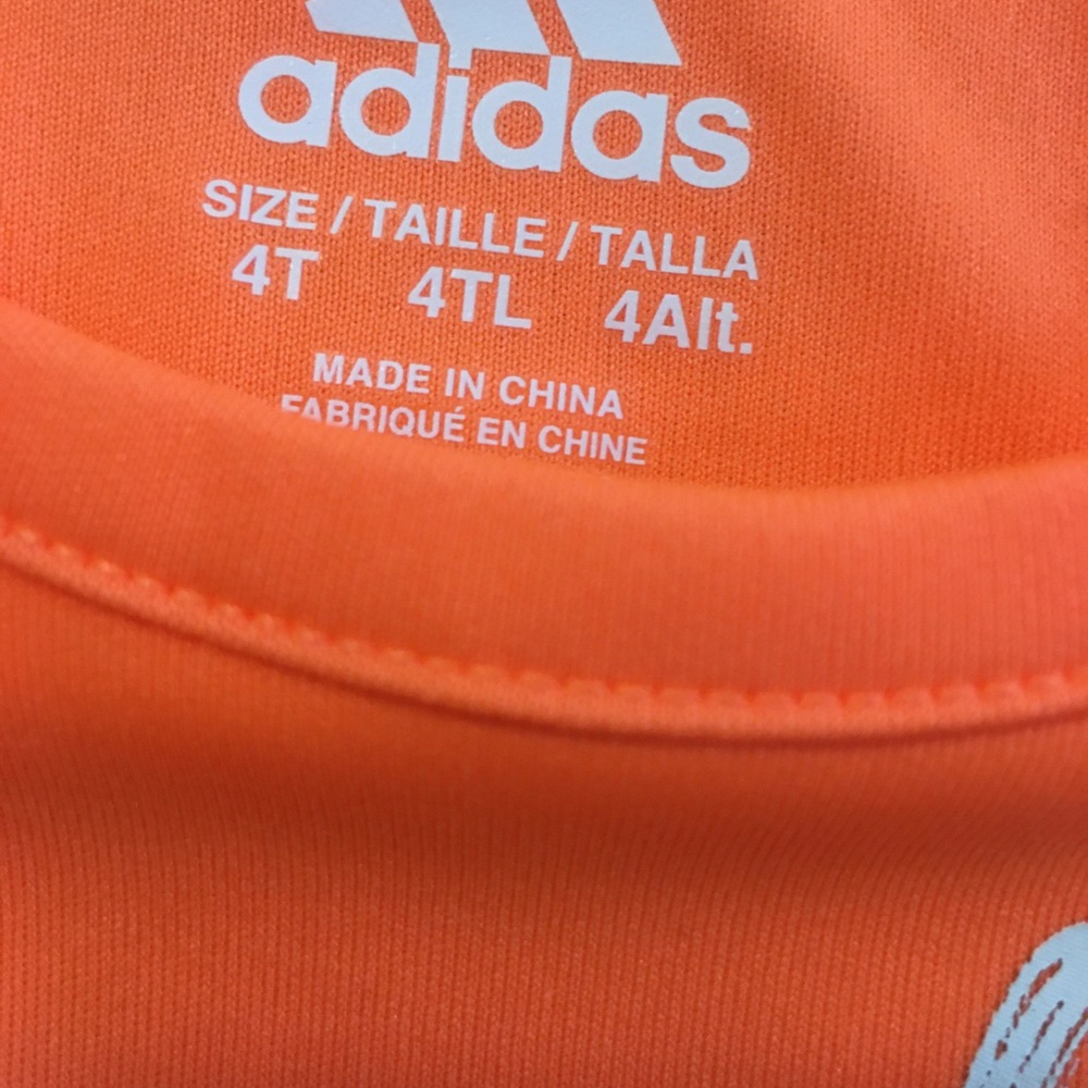 Adidas Kids Orange Short Sleeve Tee - Picture 3 of 4